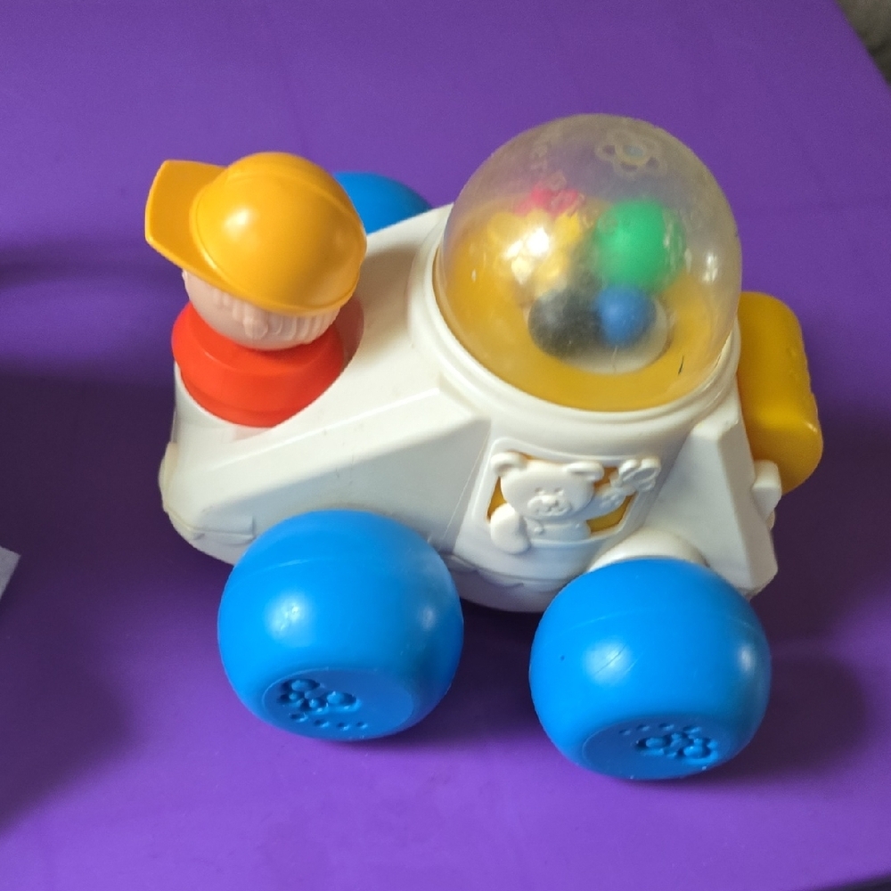 Fisher-Price White and Blue Toy Car with Colorful Dome